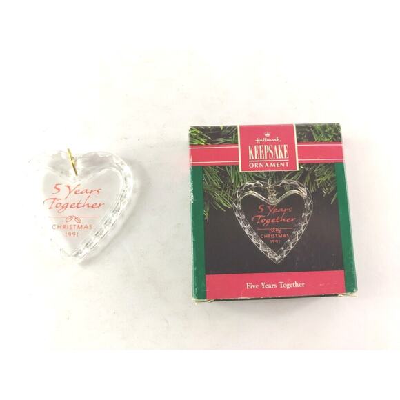 Hallmark Keepsakes Ornament Christmas Five Years Together Heart 1991 - Picture 2 of 6